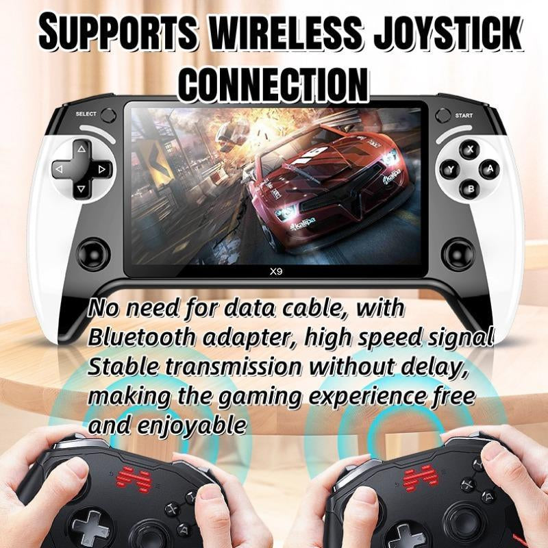 X9 Handheld Game Console, Rechargeable Portable Game Console with Built-In 10 Emulator Games, Handheld Wireless Gaming Console for Home & Travel, Protective-Yy