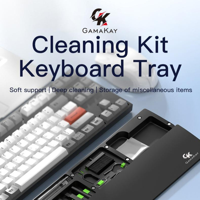 Gamakay Wrist Rest Pad with 21 in 1 Cleaning Tool Kit, ABS & Leather Hand Wrist Rest for 85% Mechanical Keyboard, Non-Slip Palm Pad for Comfortable Typing and Playing