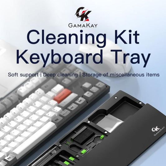 Gamakay Wrist Rest Pad with 21 in 1 Cleaning Tool Kit, ABS & Leather Hand Wrist Rest for 85% Mechanical Keyboard, Non-Slip Palm Pad for Comfortable Typing and Playing