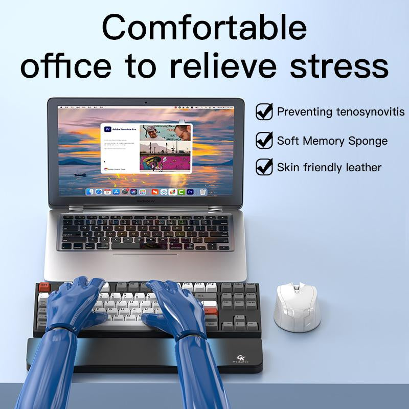 Gamakay Wrist Rest Pad with 21 in 1 Cleaning Tool Kit, ABS & Leather Hand Wrist Rest for 85% Mechanical Keyboard, Non-Slip Palm Pad for Comfortable Typing and Playing