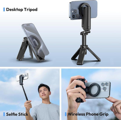 New 4-In-1 Multifunctional Magnetic Mini Selfie Stick with 360° Rotation Compact Stylish Wireless Bluetooth Remote Phone Holder Mini Portable
