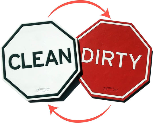 Geometric Clean Premium Dishwasher Magnet Sign, Double Sided Flip Indicator, Strong Non Surface Scratching Magnet