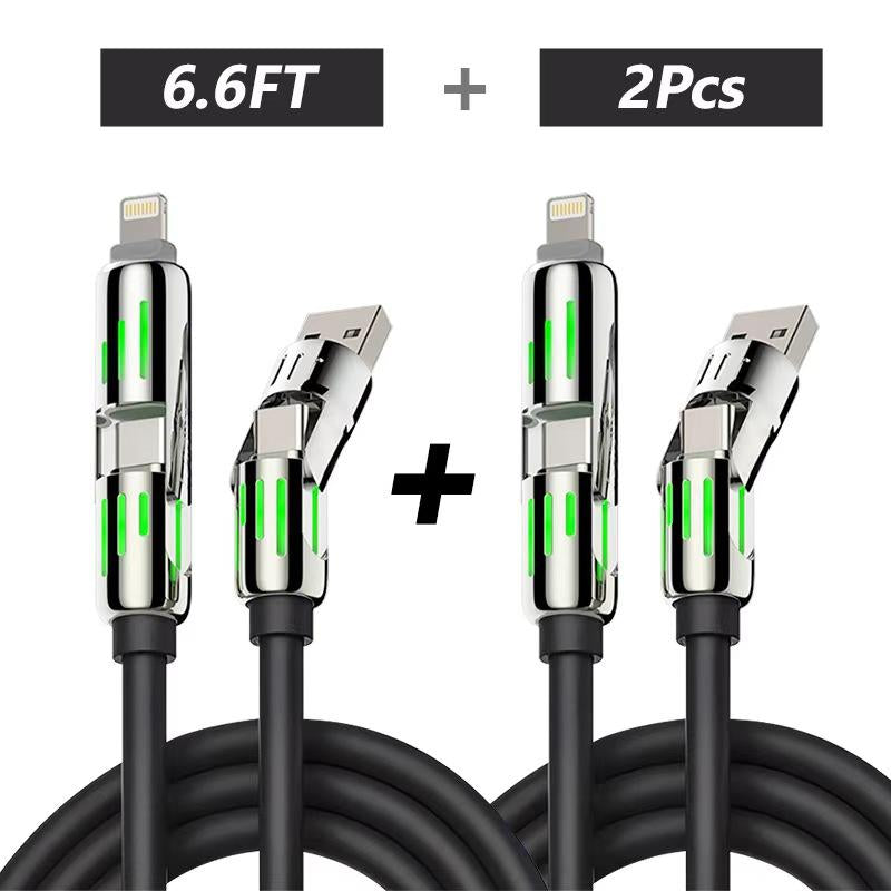 [Buy 1 Get 1 Free] 4-In-1 Multi USB Charging Cable with USB A,Type C,Lightning-Max240W Fast Charging & Data Sync for Iphone16/15,Ipad Pro, Fast Charge Usb Cable 4-In-1 Fast Breathing Light -Max 1 Usb-C Data 4 1 Charging Cable