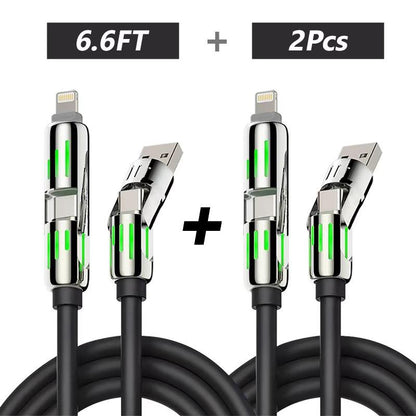 [Buy 1 Get 1 Free] 4-In-1 Multi USB Charging Cable with USB A,Type C,Lightning-Max240W Fast Charging & Data Sync for Iphone16/15,Ipad Pro, Fast Charge Usb Cable 4-In-1 Fast Breathing Light -Max 1 Usb-C Data 4 1 Charging Cable
