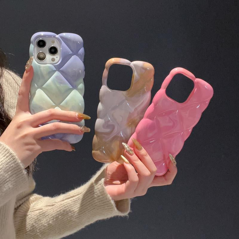 Pink Rhombus Pattern Full Coverage Protective Phone Case for Iphone 14 15 16 - Shockproof & Smartcasing Design Protection Smartphone Cellphone Aesthetic Protector