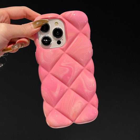 Pink Rhombus Pattern Full Coverage Protective Phone Case for Iphone 14 15 16 - Shockproof & Smartcasing Design Protection Smartphone Cellphone Aesthetic Protector
