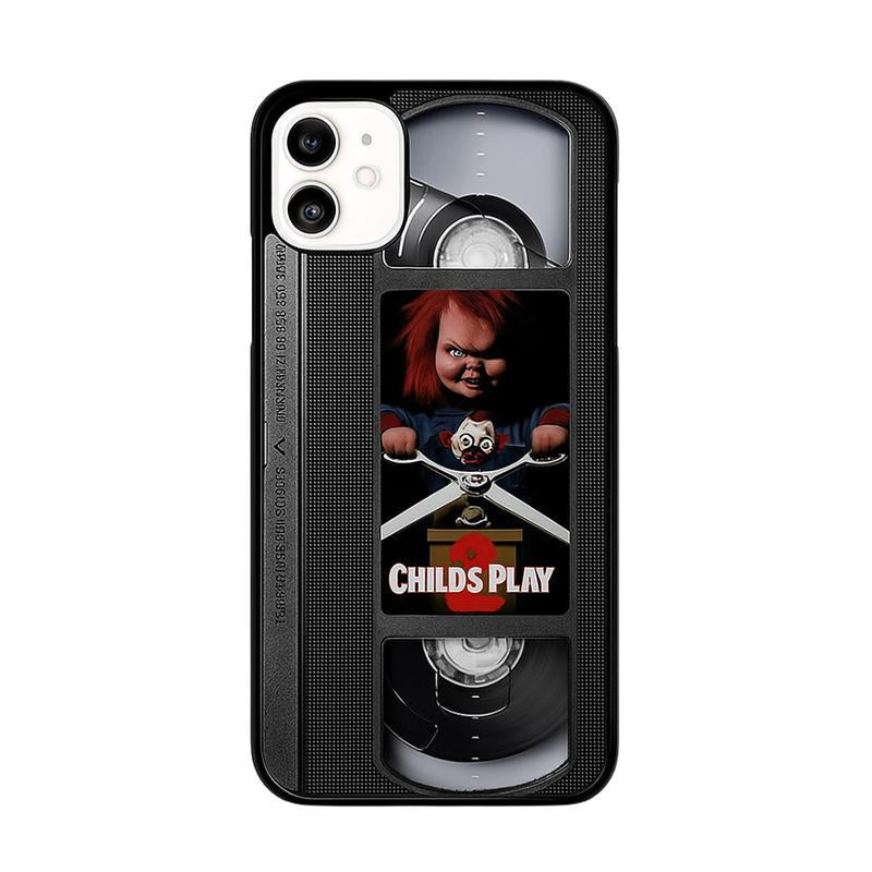 VHS Tape Chucky and Scream Phone Case Compatible with Iphone 11, 12, 13, 14, 15, 16, 17 & Samsung S22 S23 S24 S25 – Check Our Available Sizes