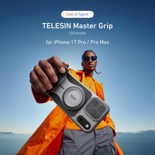 TELESIN Retro Leather Master Grip Camera Handle for Iphone 17 Pro Max/Pro – Pro Filmmaking Kit with Graphene Cooling Phone Case, Mag Safe Wireless Charging, Shutter & Dial Controls, Tripod, Magnetic Filter, Iphone 17 Accessories for Vlog, Selfie, Video