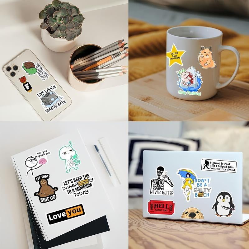 130PCS Funny Saying Sticker Pack - Snarky, Sarcastic Bold Humor Vinyl Waterproof Meme Stickers for Laptop, Computer, Water Bottle, Ipad, Phones Bumper Folding Chair Sticker Pack