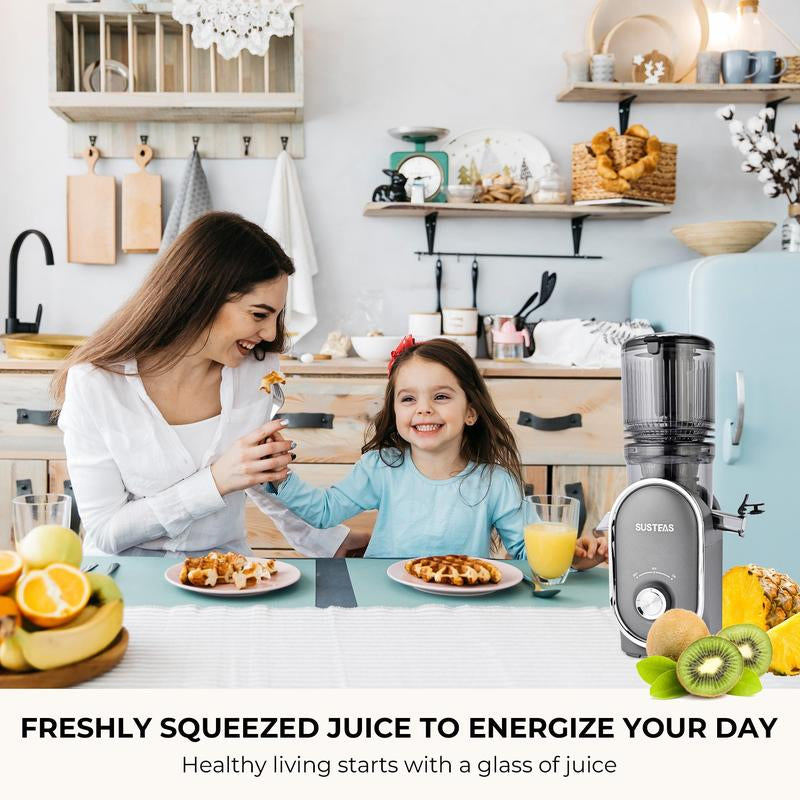 SUSTEAS Cold Press Juicer, Large Inlet, Large Capacity, Slow Masticator, High Yield Juice Extractor - Easy to Clean