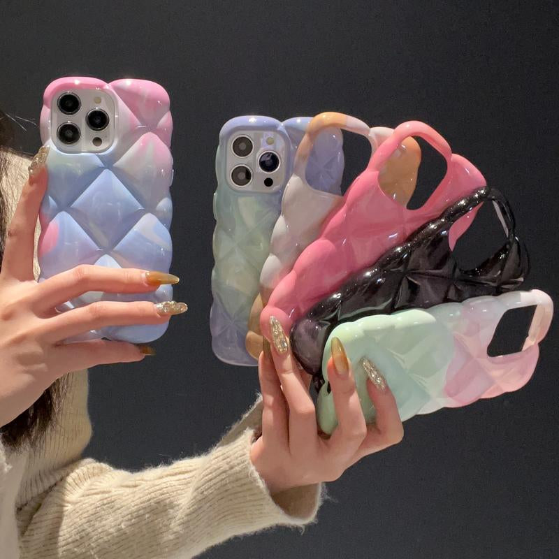 Pink Rhombus Pattern Full Coverage Protective Phone Case for Iphone 14 15 16 - Shockproof & Smartcasing Design Protection Smartphone Cellphone Aesthetic Protector