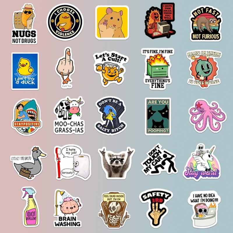 130PCS Funny Saying Sticker Pack - Snarky, Sarcastic Bold Humor Vinyl Waterproof Meme Stickers for Laptop, Computer, Water Bottle, Ipad, Phones Bumper Folding Chair Sticker Pack