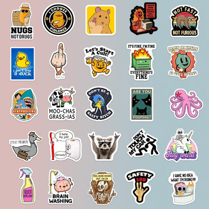 130PCS Funny Saying Sticker Pack - Snarky, Sarcastic Bold Humor Vinyl Waterproof Meme Stickers for Laptop, Computer, Water Bottle, Ipad, Phones Bumper Folding Chair Sticker Pack