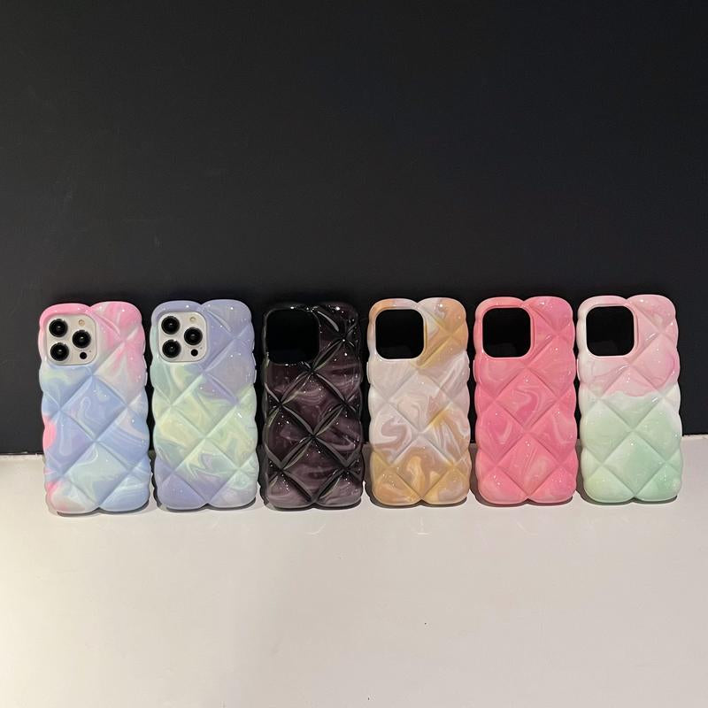 Pink Rhombus Pattern Full Coverage Protective Phone Case for Iphone 14 15 16 - Shockproof & Smartcasing Design Protection Smartphone Cellphone Aesthetic Protector