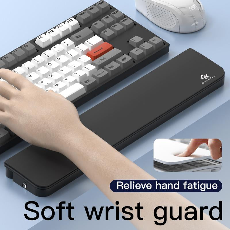 Gamakay Wrist Rest Pad with 21 in 1 Cleaning Tool Kit, ABS & Leather Hand Wrist Rest for 85% Mechanical Keyboard, Non-Slip Palm Pad for Comfortable Typing and Playing