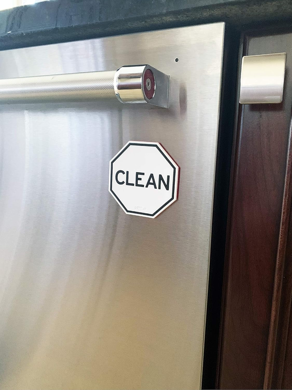 Geometric Clean Premium Dishwasher Magnet Sign, Double Sided Flip Indicator, Strong Non Surface Scratching Magnet