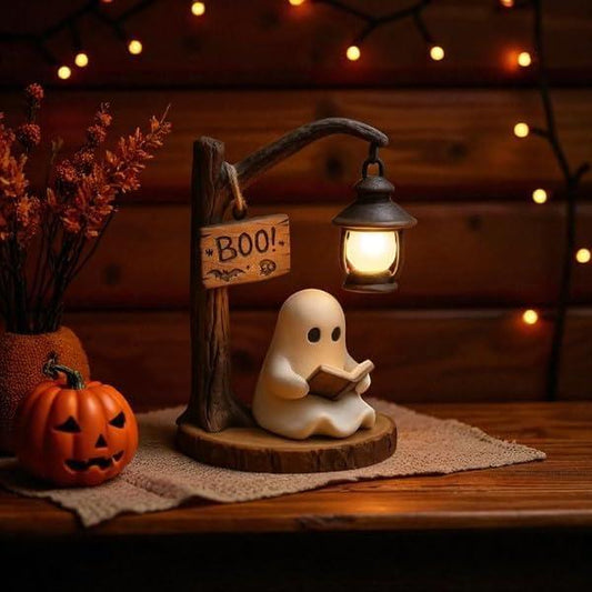 Cute Ghost Reading Lantern, Ghost Reading Book Lamp, Halloween Decor, Fall Decor, Halloween Cute 3D LED Night Light, Ideal for Desks, Mantels, Halloween Gift (1 Pcs), Room Decor, Birthday Gifts for Women