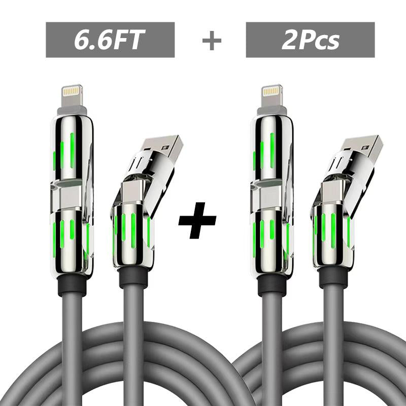 [Buy 1 Get 1 Free] 4-In-1 Multi USB Charging Cable with USB A,Type C,Lightning-Max240W Fast Charging & Data Sync for Iphone16/15,Ipad Pro, Fast Charge Usb Cable 4-In-1 Fast Breathing Light -Max 1 Usb-C Data 4 1 Charging Cable