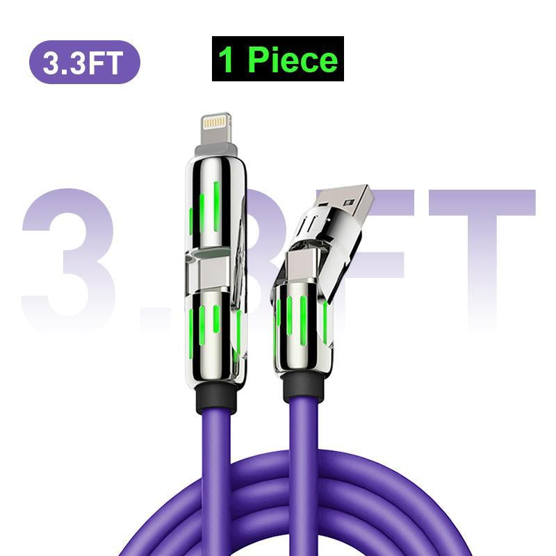 [Buy 1 Get 1 Free] 4-In-1 Multi USB Charging Cable with USB A,Type C,Lightning-Max240W Fast Charging & Data Sync for Iphone16/15,Ipad Pro, Fast Charge Usb Cable 4-In-1 Fast Breathing Light -Max 1 Usb-C Data 4 1 Charging Cable