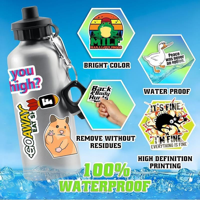 130PCS Funny Saying Sticker Pack - Snarky, Sarcastic Bold Humor Vinyl Waterproof Meme Stickers for Laptop, Computer, Water Bottle, Ipad, Phones Bumper Folding Chair Sticker Pack