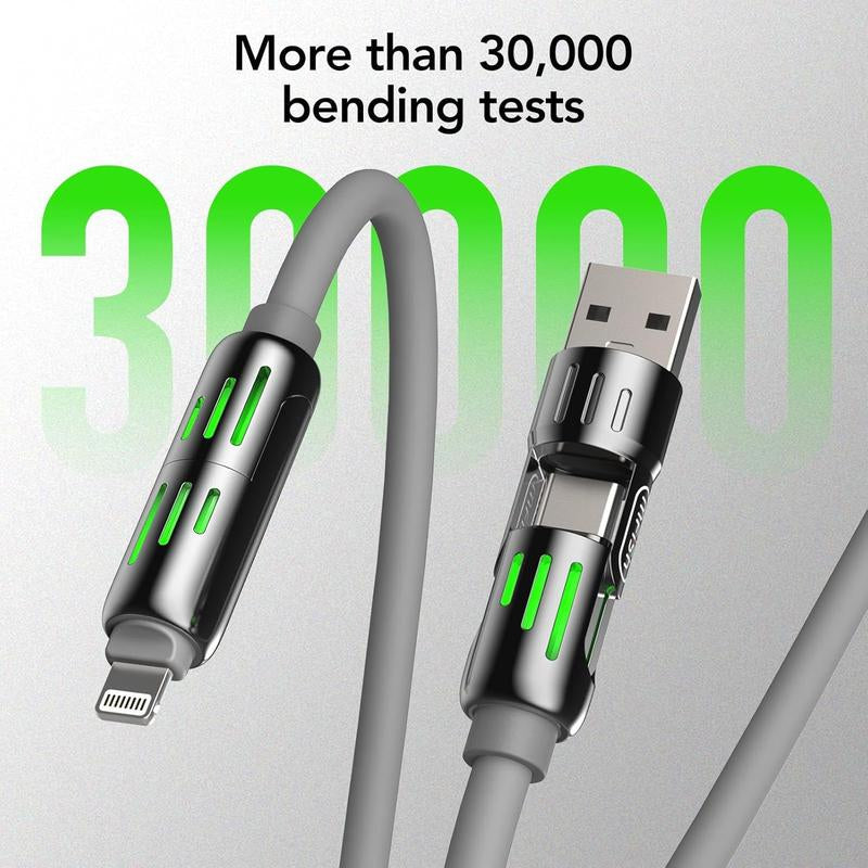 [Buy 1 Get 1 Free] 4-In-1 Multi USB Charging Cable with USB A,Type C,Lightning-Max240W Fast Charging & Data Sync for Iphone16/15,Ipad Pro, Fast Charge Usb Cable 4-In-1 Fast Breathing Light -Max 1 Usb-C Data 4 1 Charging Cable