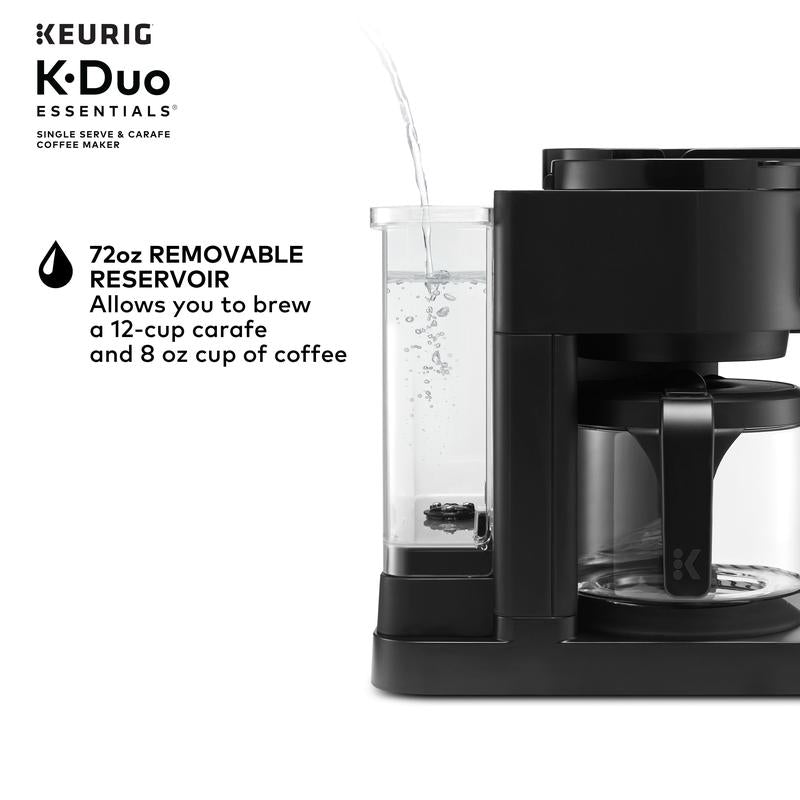 Keurig K-Duo Essentials Hot & Iced Single-Serve K-Cup Pod Coffee Maker & 12-Cup Glass Carafe Black
