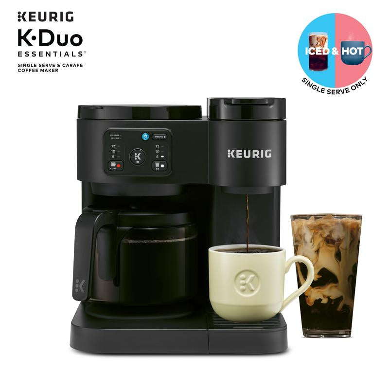 Keurig K-Duo Essentials Hot & Iced Single-Serve K-Cup Pod Coffee Maker & 12-Cup Glass Carafe Black