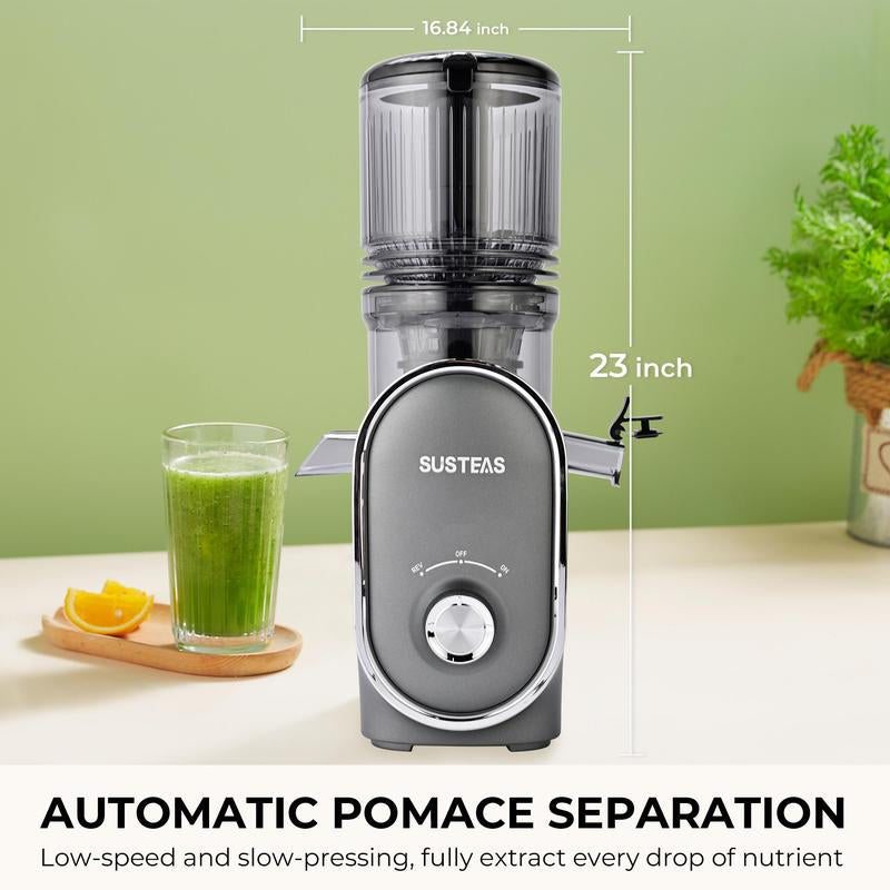 SUSTEAS Cold Press Juicer, Large Inlet, Large Capacity, Slow Masticator, High Yield Juice Extractor - Easy to Clean