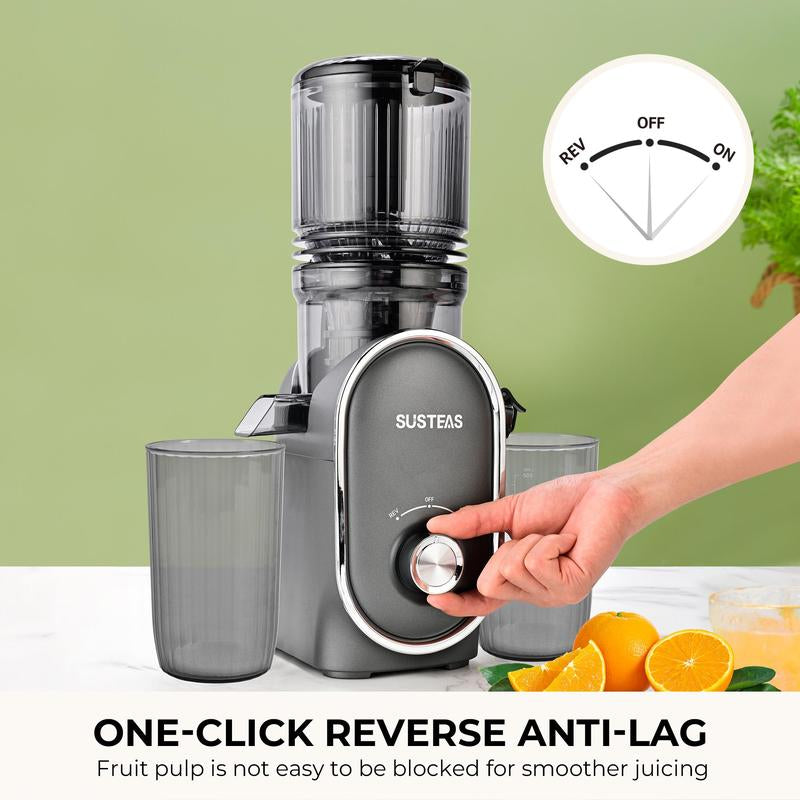 SUSTEAS Cold Press Juicer, Large Inlet, Large Capacity, Slow Masticator, High Yield Juice Extractor - Easy to Clean