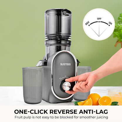 SUSTEAS Cold Press Juicer, Large Inlet, Large Capacity, Slow Masticator, High Yield Juice Extractor - Easy to Clean