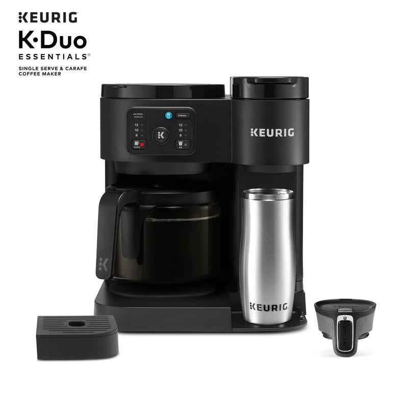 Keurig K-Duo Essentials Hot & Iced Single-Serve K-Cup Pod Coffee Maker & 12-Cup Glass Carafe Black