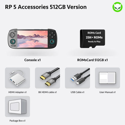 Retroid Pocket 5【Pre-Configured】Handheld Console Sd865【Buy 1 Get 1 Multi-Port Adapter+1 8K Projection Cable+1 Type-C Cable+1 Roms Card】Android 13 Adreno 650 8GB Lpddr4X 5.5-Inch AMOLED 1080P Active-Cooling 5000Mah Wifi Ready to Play Gift Package
