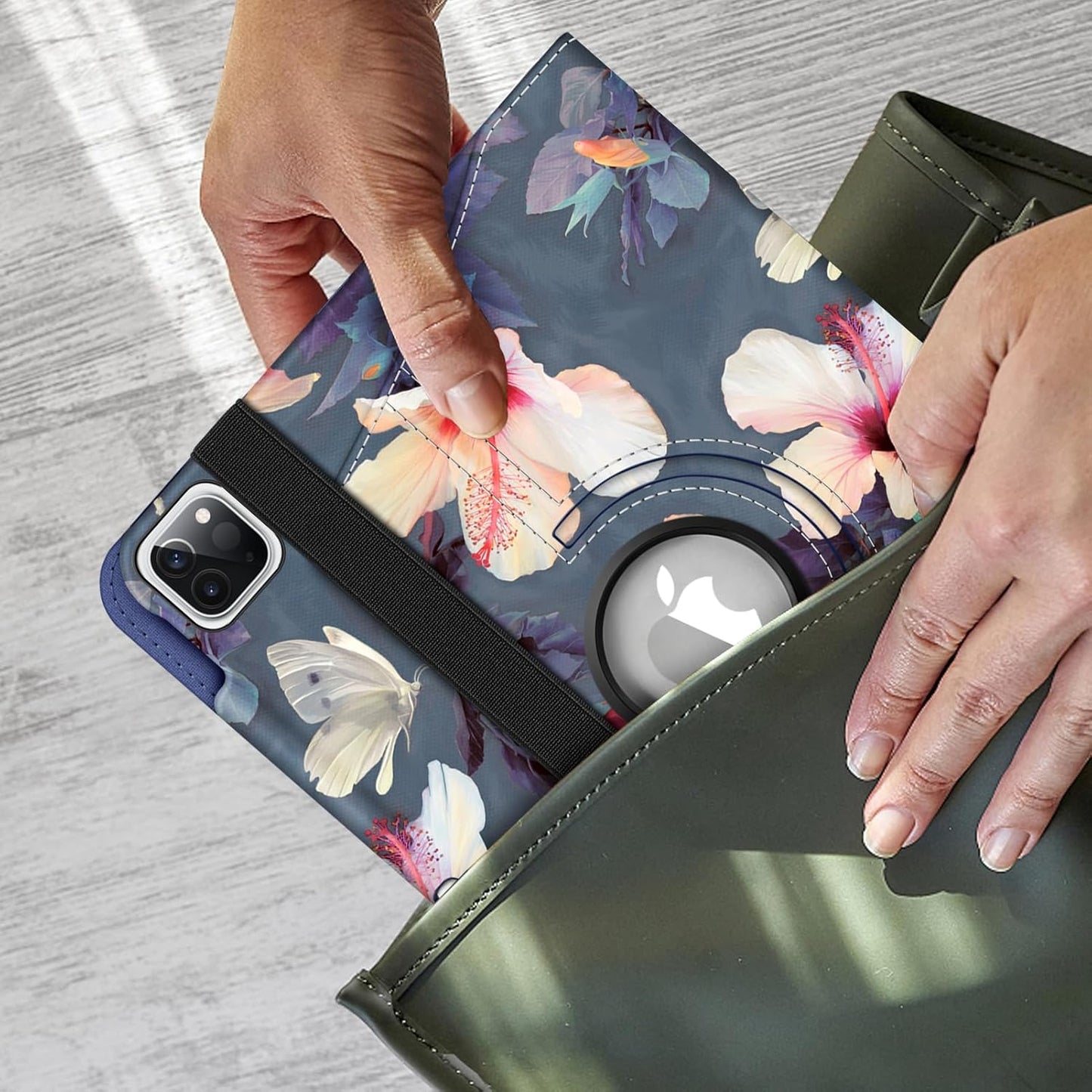 Rotating Case for Ipad Pro 11-Inch (4Th / 3Rd Generation) 2022/2021-360 Degree Swiveling Stand Cover W/Pencil Holder, Auto Sleep/Wake, Also Fit Ipad Pro 11" 2Nd/1St Gen, Blooming Hibiscus