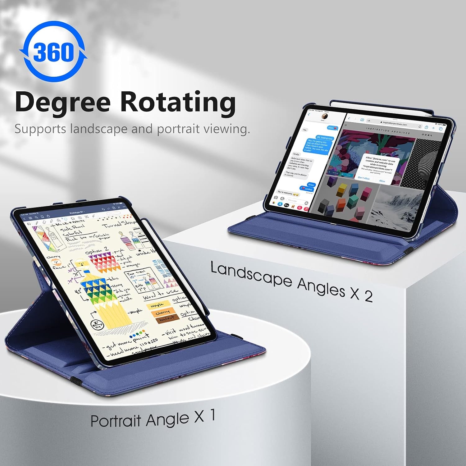 Rotating Case for Ipad Pro 11-Inch (4Th / 3Rd Generation) 2022/2021-360 Degree Swiveling Stand Cover W/Pencil Holder, Auto Sleep/Wake, Also Fit Ipad Pro 11" 2Nd/1St Gen, Blooming Hibiscus