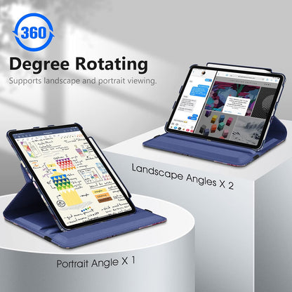 Rotating Case for Ipad Pro 11-Inch (4Th / 3Rd Generation) 2022/2021-360 Degree Swiveling Stand Cover W/Pencil Holder, Auto Sleep/Wake, Also Fit Ipad Pro 11" 2Nd/1St Gen, Blooming Hibiscus