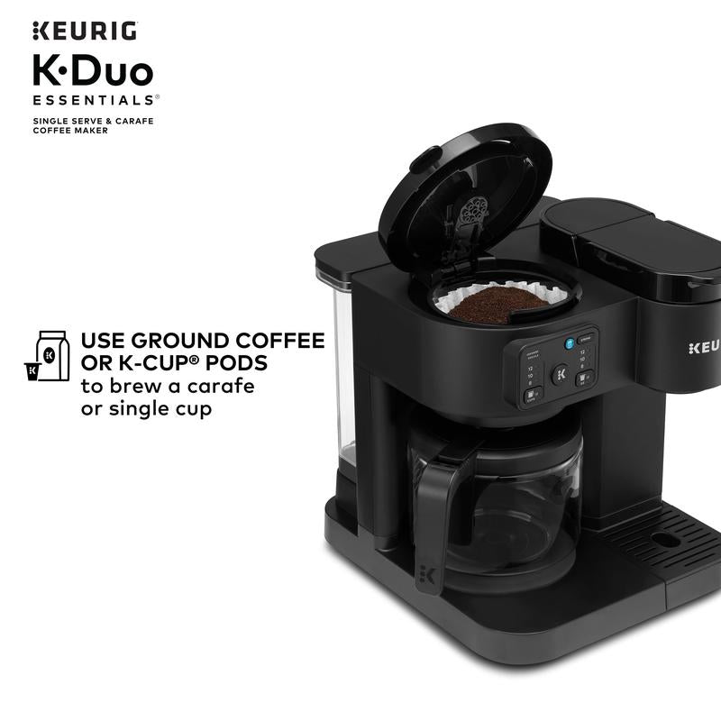 Keurig K-Duo Essentials Hot & Iced Single-Serve K-Cup Pod Coffee Maker & 12-Cup Glass Carafe Black