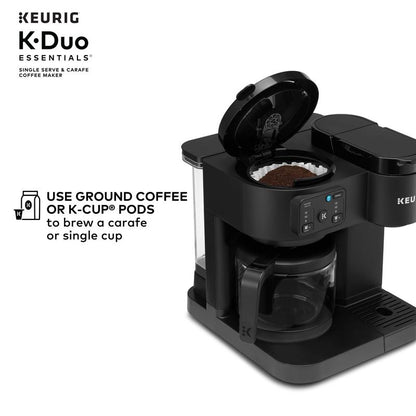 Keurig K-Duo Essentials Hot & Iced Single-Serve K-Cup Pod Coffee Maker & 12-Cup Glass Carafe Black