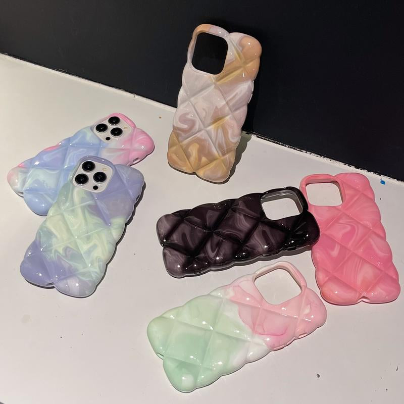 Pink Rhombus Pattern Full Coverage Protective Phone Case for Iphone 14 15 16 - Shockproof & Smartcasing Design Protection Smartphone Cellphone Aesthetic Protector