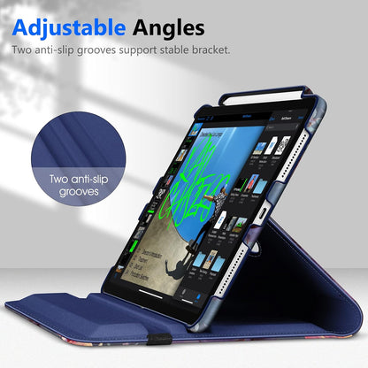 Rotating Case for Ipad Pro 11-Inch (4Th / 3Rd Generation) 2022/2021-360 Degree Swiveling Stand Cover W/Pencil Holder, Auto Sleep/Wake, Also Fit Ipad Pro 11" 2Nd/1St Gen, Blooming Hibiscus