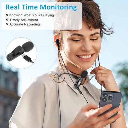 Wireless Lavalier Microphone for Iphone/Android – Dual Clip-On Mini Mics with USB-C for Tiktok, Youtube, Vlogging & Video Recording