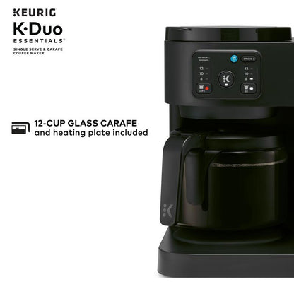 Keurig K-Duo Essentials Hot & Iced Single-Serve K-Cup Pod Coffee Maker & 12-Cup Glass Carafe Black