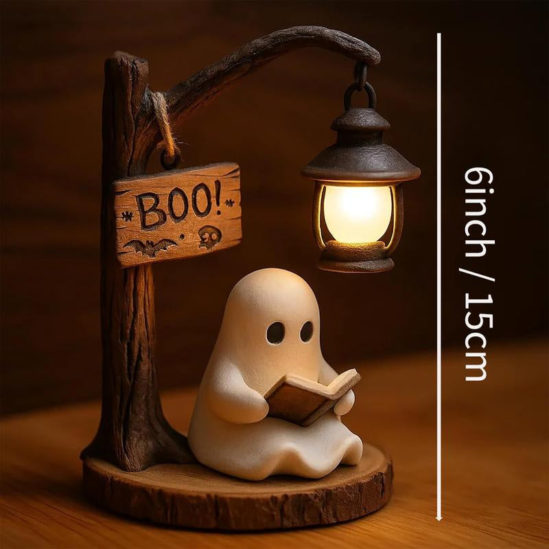 Cute Ghost Reading Lantern, Ghost Reading Book Lamp, Halloween Decor, Fall Decor, Halloween Cute 3D LED Night Light, Ideal for Desks, Mantels, Halloween Gift (1 Pcs), Room Decor, Birthday Gifts for Women