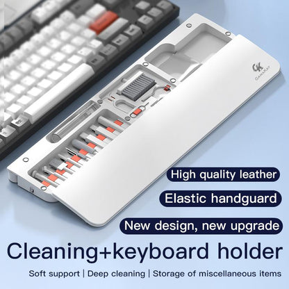 Gamakay Wrist Rest Pad with 21 in 1 Cleaning Tool Kit, ABS & Leather Hand Wrist Rest for 85% Mechanical Keyboard, Non-Slip Palm Pad for Comfortable Typing and Playing