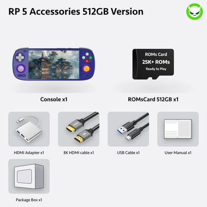 Retroid Pocket 5【Pre-Configured】Handheld Console Sd865【Buy 1 Get 1 Multi-Port Adapter+1 8K Projection Cable+1 Type-C Cable+1 Roms Card】Android 13 Adreno 650 8GB Lpddr4X 5.5-Inch AMOLED 1080P Active-Cooling 5000Mah Wifi Ready to Play Gift Package